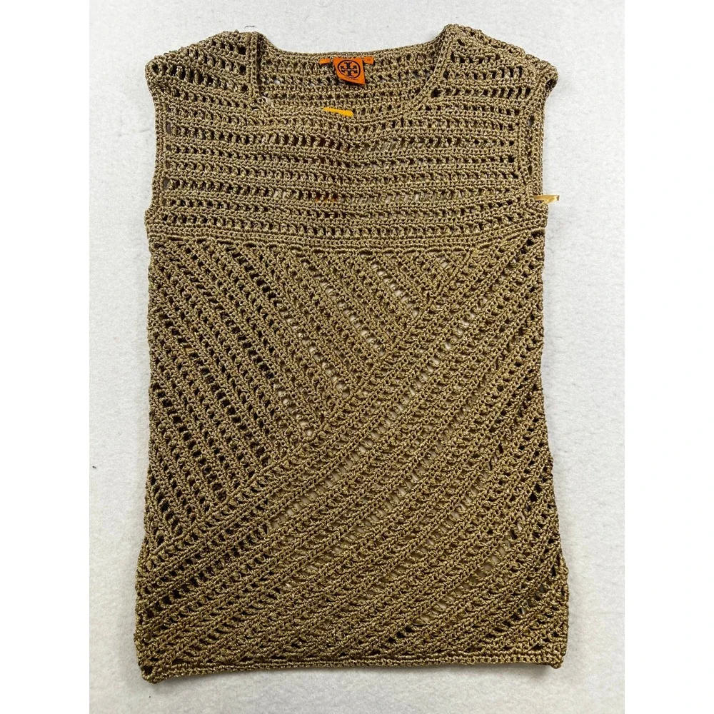 NWT Tory Burch Metallic Gold Knit Zicon Shift‎ Dress MSRP $495 Size XS